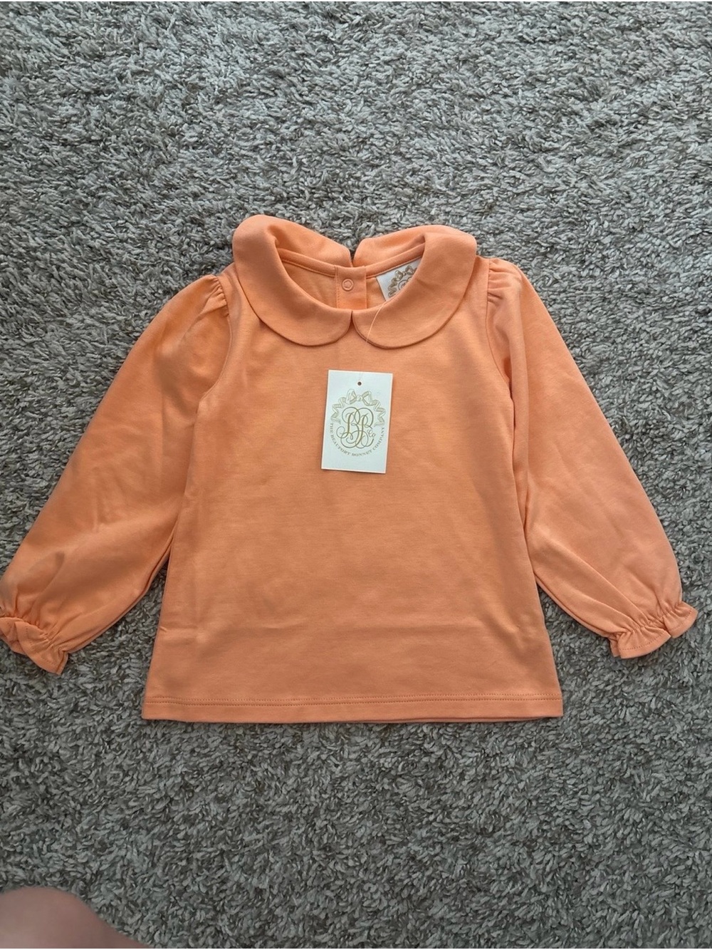 The Beaufort Bonnet Company Peach Peter Pan Collar Long-Sleeve Top